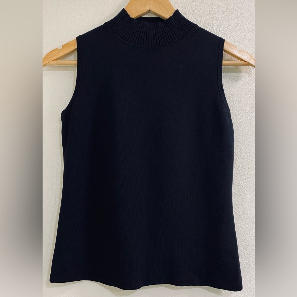 Sleeveless Mock Neck Tank Top - Black
